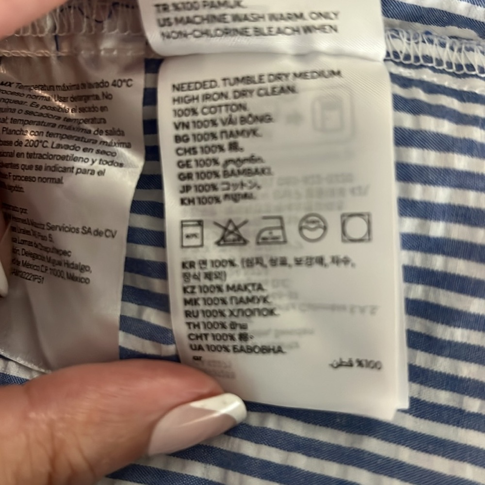 H&M Stripped Dress Size XL Blue Peplum Nautical Coastal Resort Travel Beach - Picture 12 of 12